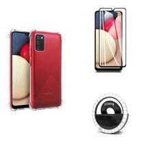 Kit Flash Selfie Samsung Galaxy A03s + Capa + Película De Vidro 3D
