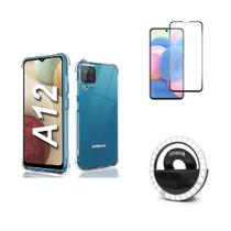 Kit Flash Selfie Samsung Galaxy A12 + Capa + Película De Vidro 3D
