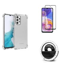 Kit Flash Selfie Samsung Galaxy A23 + Capa + Película Vidro 3D