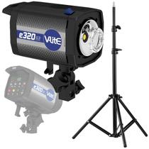 Kit Flash Tocha Led Estúdio Profissional Mako V-lite E320 100w Bivolt + Tripé 2m