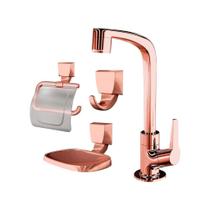 Kit Flatt 4 Peças Rose Gold 2004 F71: Torneira e Acessórios, Lorenzetti Kit Flatt 4 Peças Rose Gold 2004 F71: Torneira e Acessórios, Lorenzetti