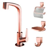 Kit Flatt com 4 peças Torneira e Acessórios Rose Gold 2004 F71 Lorenzetti Única Kit Flatt com 4 peças Torneira e Acessórios Rose Gold 2004 F71 Lorenzetti Única