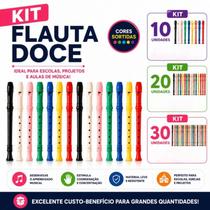 Kit Flauta Doce Colorida Escolar Infantil Musical 10 20 30 Unidades Para Escolas Igrejas Projetos