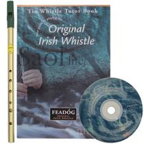 Kit Flauta Irlandesa Feadóg Re D Escovada com Livro Tutorial e CD