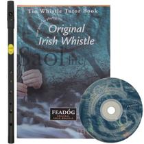 Kit Flauta Irlandesa Feadóg Re D Preta com Livro Tutorial e CD
