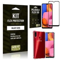Kit Flex Protection Galaxy A20S Capa Anti Impacto + Película Flex 5D - Armyshield