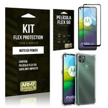 Kit Flex Protection Moto G9 Power Capa Anti Impacto + Película Flex 5D - Armyshield