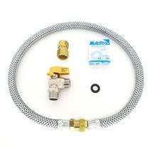 Kit flexivel nitrilico m x f 0,80 mts conexão latão, valvula angular, adaptador dako e teflon Kit flexivel nitrilico m x f 0,80 mts conexão latão, valvula angular, adaptador dako e teflon