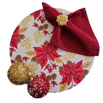 Kit Flor Natal Nude 10 Lugares Capa Sousplat Base Guard. PG