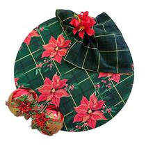 Kit Flor Natal Verde 6 Lugares Capa Sousplat Base Guard. PG
