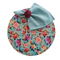 Kit Floral Azul 10 Lugares Capa Sousplat Guardanapo Anel PG