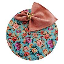 Kit Floral Azul 12 Lugares Capa Sousplat Guardanapo Anel PG Kit Floral Azul 12 Lugares Capa Sousplat Guardanapo Anel PG