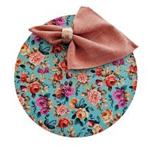 Kit Floral Azul 6 Lugares Capa Sousplat Base Guardanapo PG Kit Floral Azul 6 Lugares Capa Sousplat Base Guardanapo PG