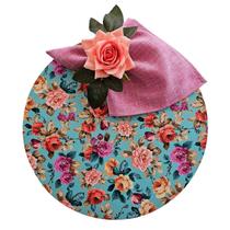 Kit Floral Azul 8 Lugares Capa Sousplat Guardanapo Anel PG