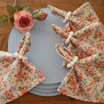 Kit floral azul jogo americano pérolas suplat base 12 pçs