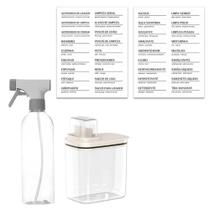 Kit Flow Borrifador Multiuso Dispenser Sabão Líquido Amaciante e Etiquetas Identificadoras Ou Kit Flow Borrifador Multiuso Dispenser Sabão Líquido Amaciante e Etiquetas Identificadoras Ou