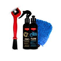 Kit Flow e Foxy Razux Shampoo Neutro e Limpa Corrente Moto
