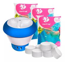Kit flutuador com 3 pastilhas de cloro montreal pisicnas