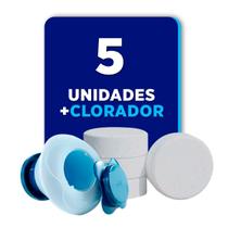 KIT FLUTUADOR E 5 PASTILHAS SANITIZANTE 200g 5 EM 1