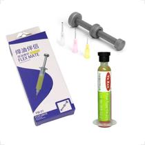 Kit Fluxo De Solda Yaxun Yx-223 Seringa 10gr + Embolo Aplicador Metálico Com 3 Agulhas Para Seringas