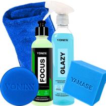 Kit Focus Restaurador Polidor Tira Mancha De Vidros Glazy Limpa Protege Vidro