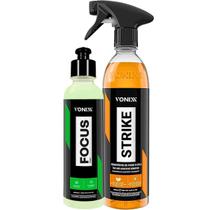 Kit Focus Revitalizador Polidor Tira Mancha Dagua Acida Strike Removedor De Residuos Colas e Piche Restaurador Vonixx