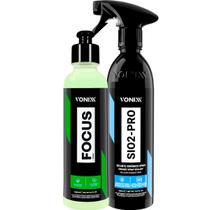 Kit Focus Vonixx 240ml Polidor Removedor Marca Dagua Chuva Acida SI02-Pro Vonixx 500ml Selante