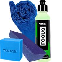 Kit Focus Vonixx Polidor Revitalizador Restaurador De Vidros 240ml Taco Lona Polimento De Vidros Vonixx
