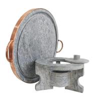 Kit Fogareiro +  Chapa De Pedra Sabão Para Carne 29 Cm