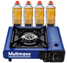 Kit Fogareiro Portátil à gás Multmaxx Azul MTX007 + 4 Cartuchos Campgás