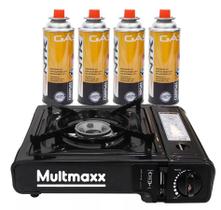 Kit Fogareiro Portátil Multmaxx MTX010 + Kit 4 Latas Gás