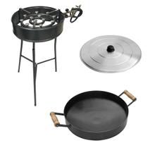 Kit Fogareiro Preto 35cm Disco de 43cm c/ Borda 7cm e Tampa