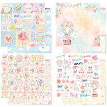 Kit Folha de Scrapbook - Coleção Algodão Doce - 4 Unidades - Litoarte