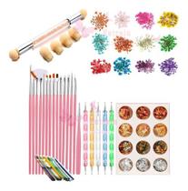 Kit Folha Ouro Pincel Fita Flores Seca Pincel Esfumar Unha Kit Folha Ouro Pincel Fita Flores Seca Pincel Esfumar Unha