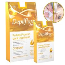 Kit Folhas Prontas Cera Fria Depilação Facial Corporal Natural Mel Depilflax Depiladora Depilatória