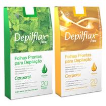 Kit folhas prontas para depilação corporal natural e hortelã depilflax