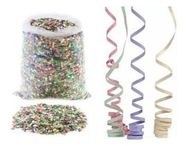 Kit Folia Carnaval 5 Sacos Confete+ 5 Pacotes Serpentina