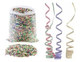 Kit Folia Carnaval 5 Sacos Confete+ 5 Pacotes Serpentina