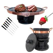 Kit Fondue 23cm + Fondue 500ml + 6 Garfinhos Curados - Arte Nativa Pedras