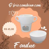 Kit Fondue 250 ml + 1 Tigela 500 ml Porcelana Branca para Servir Segunda Linha - PORCELANA L.A