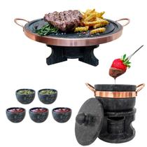 Kit Fondue 37cm Fondue 800ml 5 Tigelas Pedra Sabão