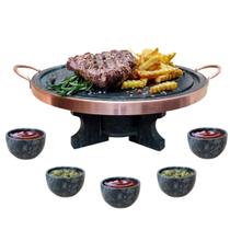 Kit Fondue 37cm Pedra Sabão + 5 Tigelas De Molho Curado - Arte Nativa Pedras