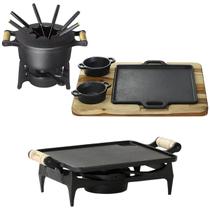 Kit Fondue Alcool + Rechaud Retangular + Chapa Ferro e Molheiras
