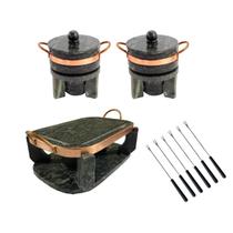 kit Fondue Churrasqueira Oval 31cm 02 panelas + 6 garfinhos kit Fondue Churrasqueira Oval 31cm 02 panelas + 6 garfinhos