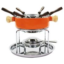 Kit Fondue Em Aço Inox Colorido Conjunto Para Restaurante Fundi Derreter Chocolate Queijo Carnes
