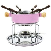 Kit Fondue Em Aço Inox Colorido Conjunto Para Restaurante Fundi Derreter Chocolate Queijo Carnes