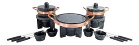 Kit Fondue Pedra Sabão Completo 16 pçs - Chapa 23cm CURADO Kit Fondue Pedra Sabão Completo 16 pçs - Chapa 23cm CURADO