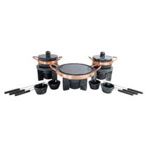 Kit Fondue Pedra Sabão Completo 16 Peças - Chapa 23 cm Kit Fondue Pedra Sabão Completo 16 Peças - Chapa 23 cm