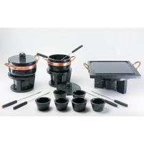 Kit Fondue Pedra Sabão Completo 18 Pçs - Chapa 25 cm