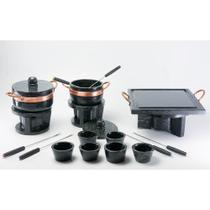 Kit Fondue Pedra Sabão Completo 18 Pçs - Chapa 25 cm Kit Fondue Pedra Sabão Completo 18 Pçs - Chapa 25 cm